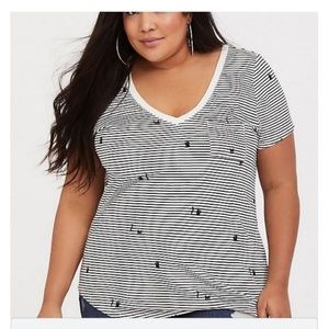 TORRID Striped Kitten V-Neck Tee 4X